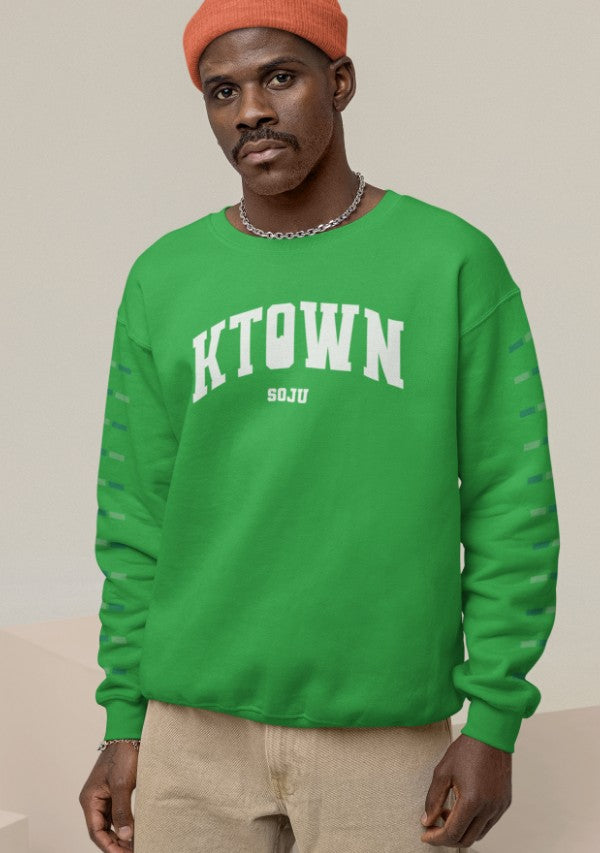 KTOWN Varsity Crewneck Sweatshirt in Green