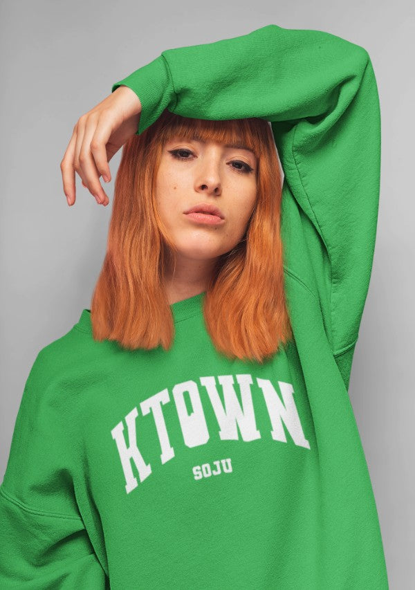 KTOWN Varsity Crewneck Sweatshirt in Green