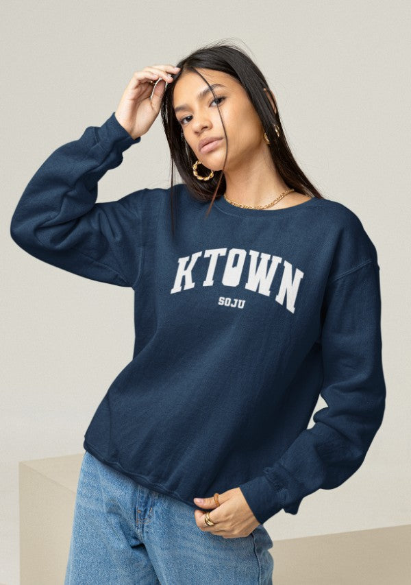 KTOWN Varsity Crewneck Sweatshirt in Navy