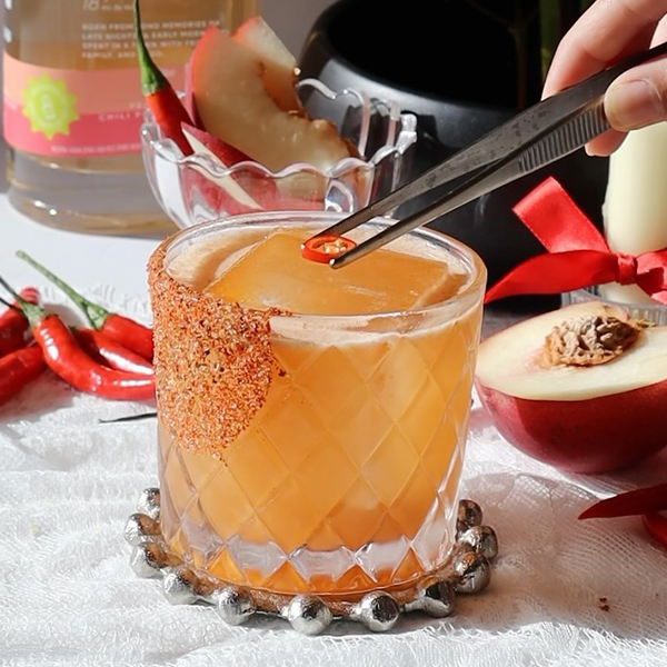 @mixwithmak | KTOWN Peach & Chili Pepper Soju | Spice & Everything Nice on Instagram