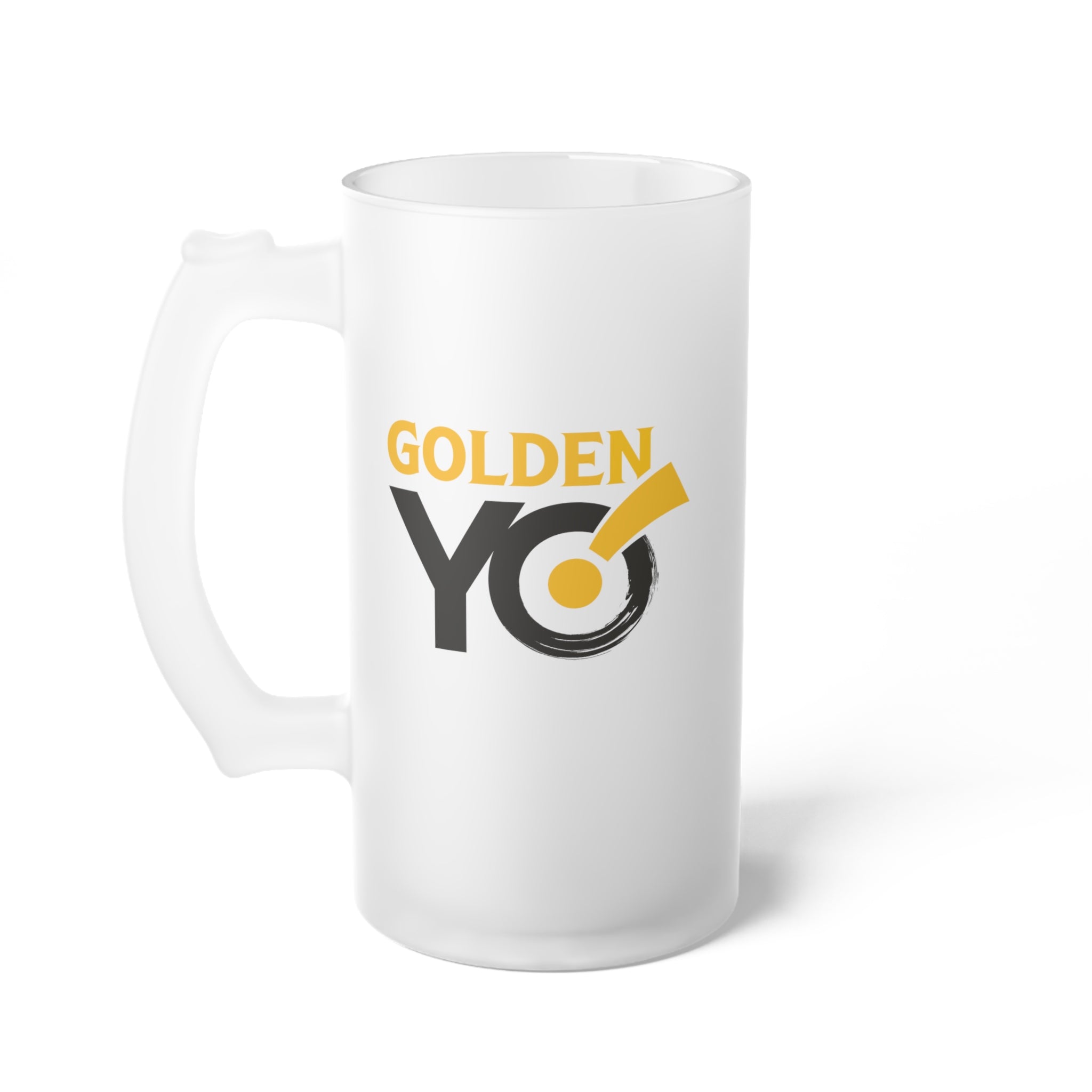 Golden YO! Frosted Glass Beer Mug