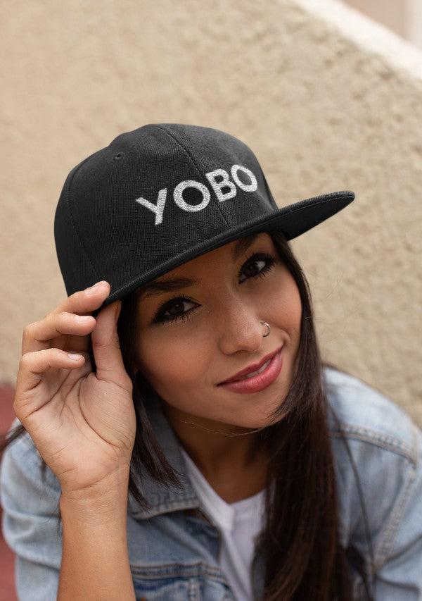 Yobo Flat Bill Hat in Black